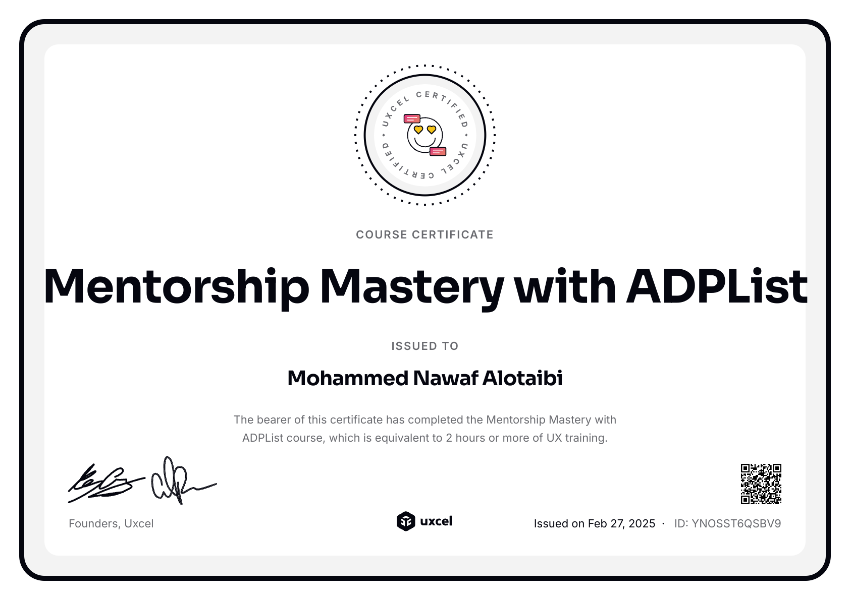 Mohammed Nawaf Alotaibi's certificate